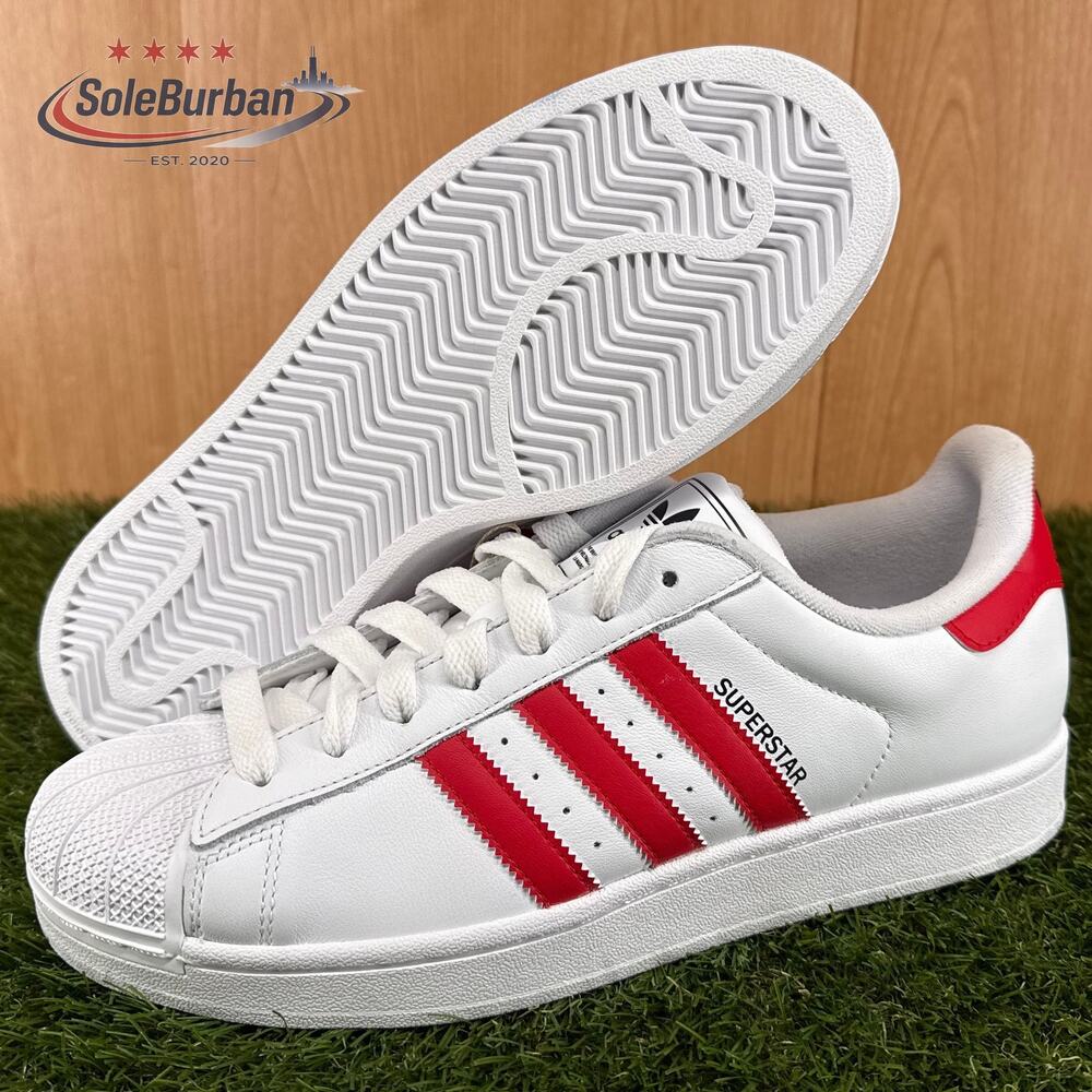 adidas Superstar Cloud White Better Scarlet Core Black JQ4728 Men's Size 10